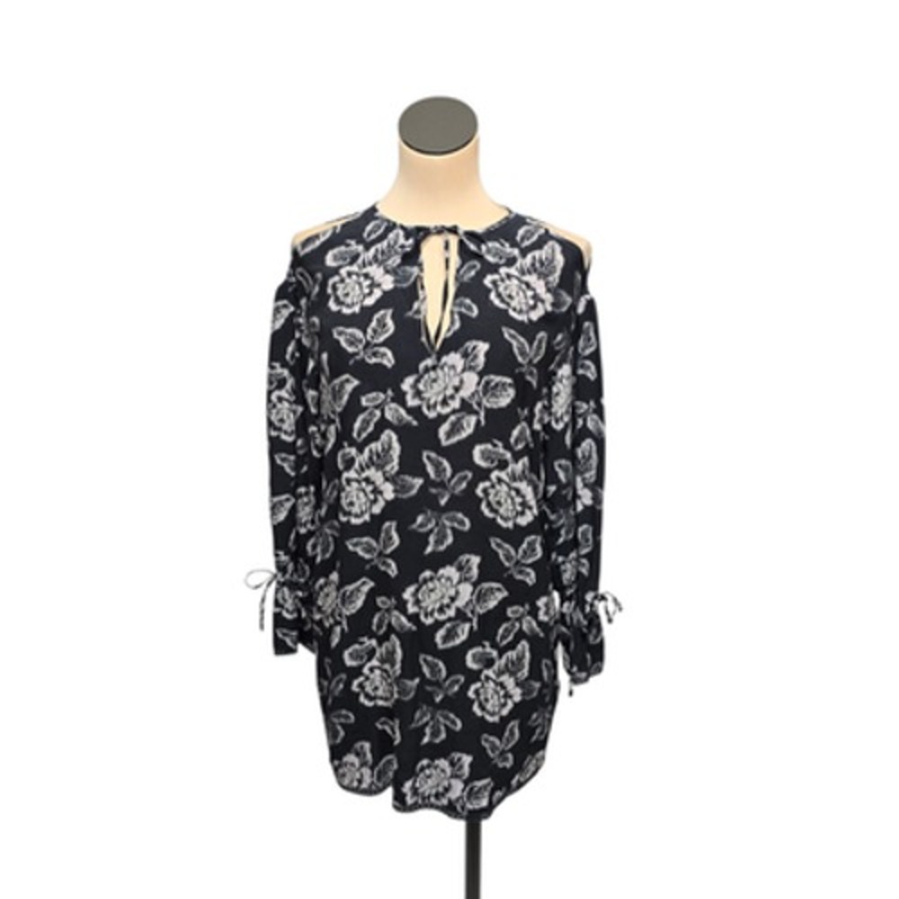 AllSaints Dress Womens Medium Aster‎ Kasuri Floral Cold Shoulder Tunic
